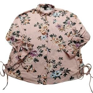 Like An Angle Top 2X Women's Roll Tab Sleeve Blouse Pink